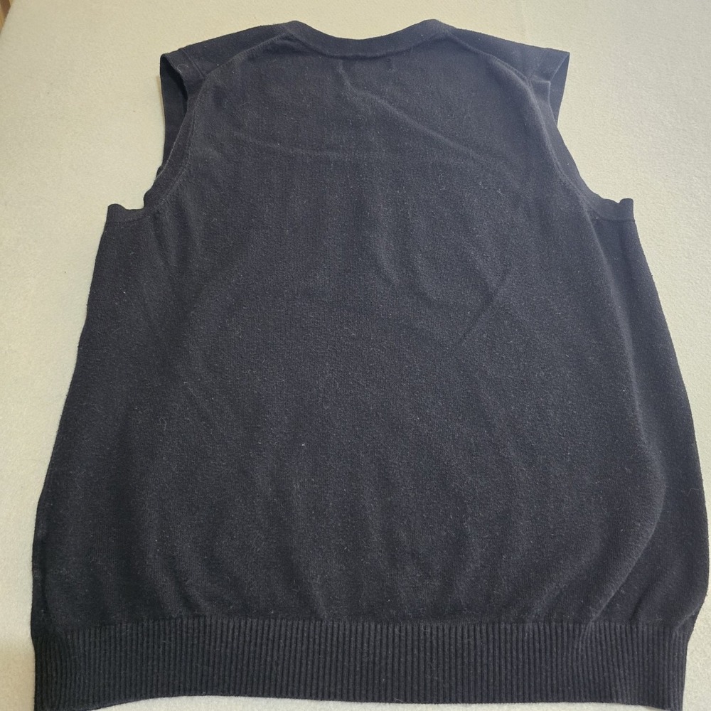 Apt 9 Mens Medium Black Sweater Vest V-Neck Cotton Blend Ribbed Pullover Knit - Picture 4 of 7